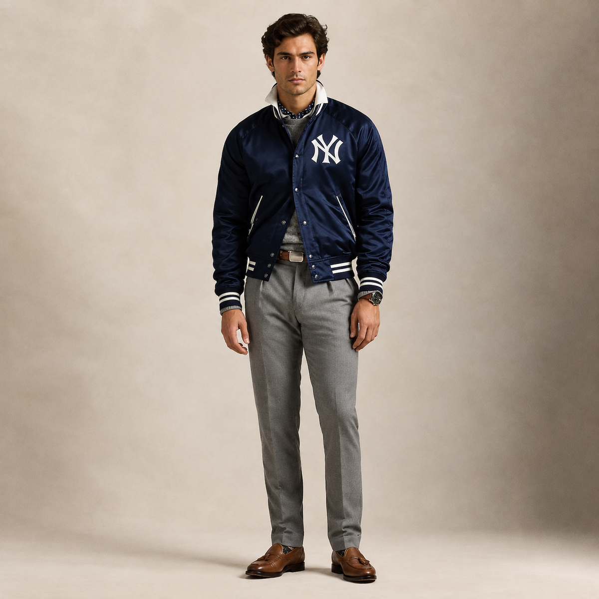 Yankees Polo Ralph Lauren Navy Satin Jacket