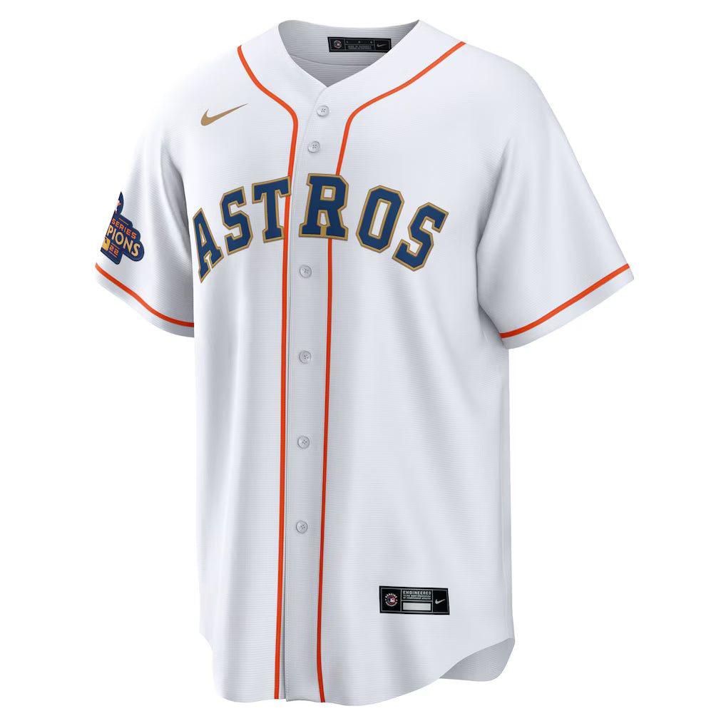 Men's Houston Astros Yordan Alvarez  White/Gold 2023 Gold Collection Replica Player Jersey
