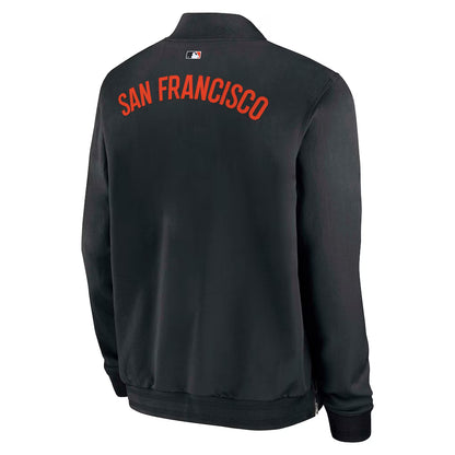 Men's San Francisco Giants Nike Black Authentic Collection Dugout Relaxed Full-Zip Bomber Jacket