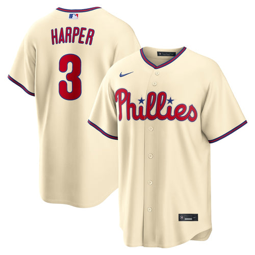 Men's Philadelphia Phillies Bryce Harper Cream Alternate Replica Jersey