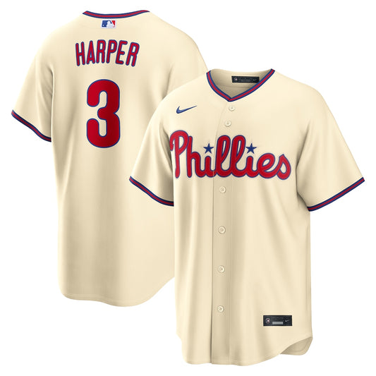 Men's Philadelphia Phillies Bryce Harper Cream Alternate Replica Jersey