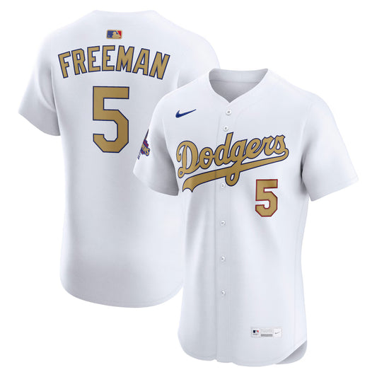 Men's Los Angeles Dodgers Freddie Freeman White 2025 Gold Collection Elite Jersey