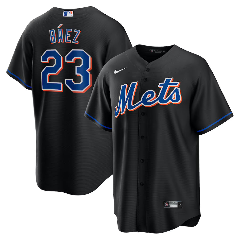 Men's New York Mets Javier Báez Black 2022 Alternate Replica Player Jersey